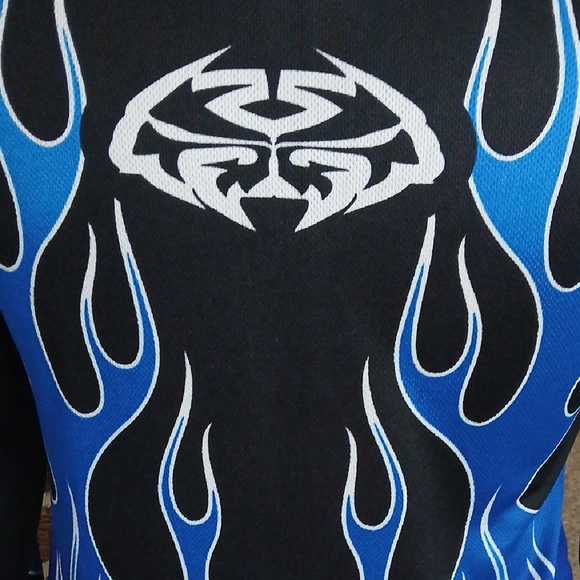 MTX MOTOCROSS Blue Flame Black Racing Jersey - Picture 3 of 8